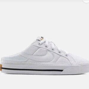 Nike White Slip-On Mule Sneakers with Black Stripe